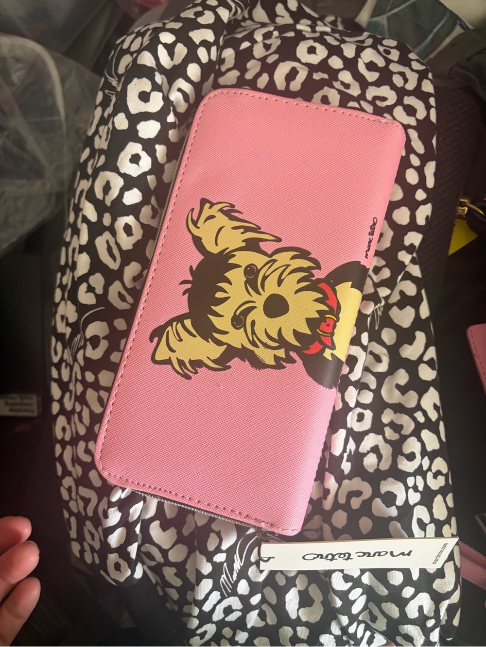 Pink Dog-Print Zip Wallet by Marc Tetro